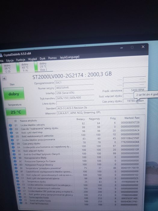 Dysk twardy HDD  2 TB 2,5' Seagate Skyhawk PC Laptop Xbox PS4 NAS