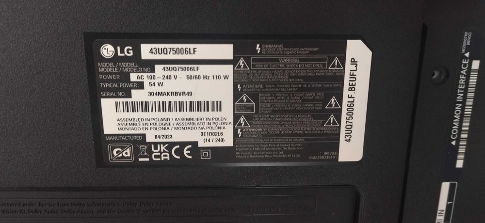 Tiras Led TV LG43UQ75006LF