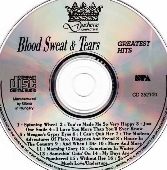 Blood, Sweat And Tears ‎– Greatest Hits CD - 1990 - como NOVO