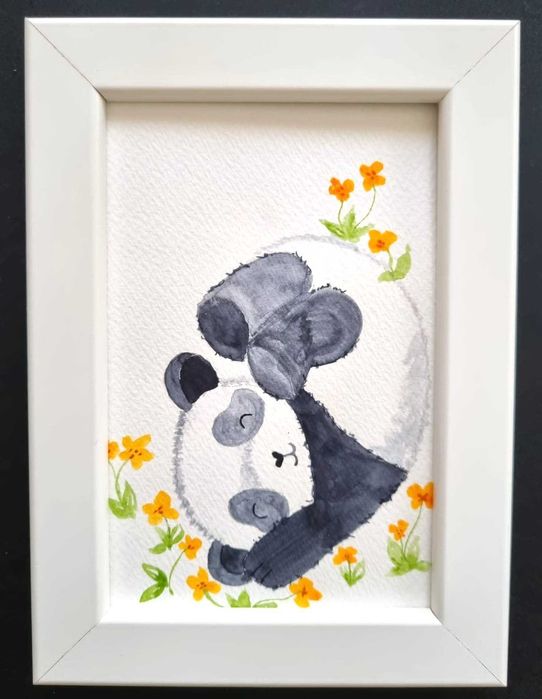 Children's decorative painting with panda design (frame included)