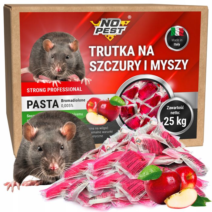 Trutka na szczury i myszy No Pest® bromadiolone 25kg. Hurt/detal.