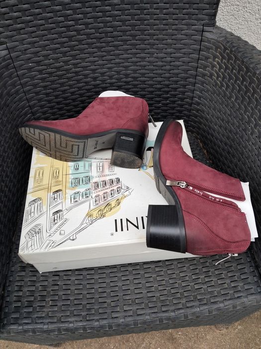 Skórzane botki CARINII B3016 bordowy nubuk rozmiar 36, 2 razy noszone  JAK NOWE!