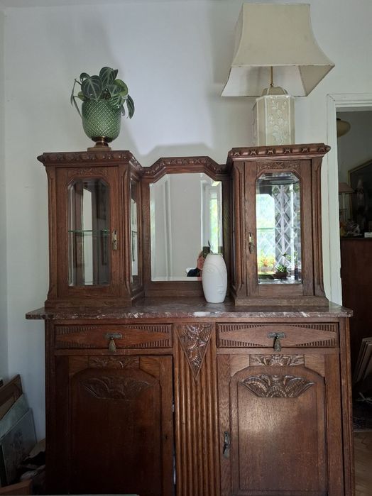 kredens kryształowe szyby, marmurowy blat