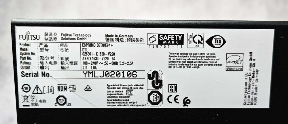 Комп'ютер Fujitsu Esprimo D738 SFF i5-8500 8Gb DDR4 SSD 256Gb Гарантія