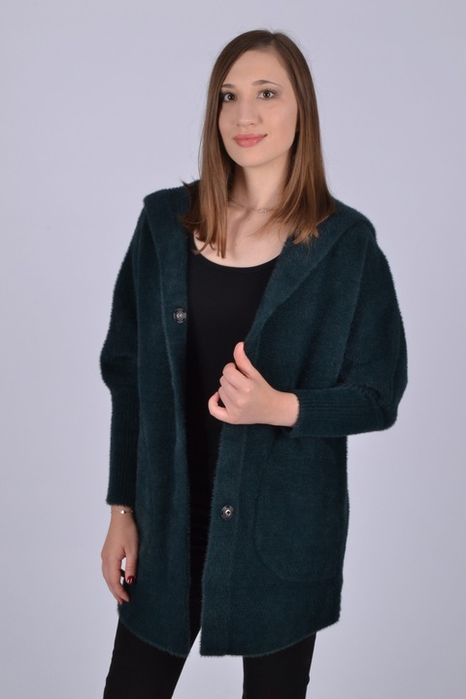 płaszczyk damski kurtka z kapturem alpaka oversize