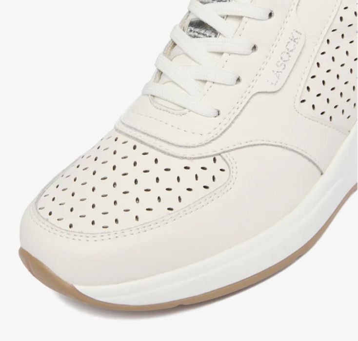 Sneakersy damskie skórzane na koturnie Lasocki rozm 39 białe