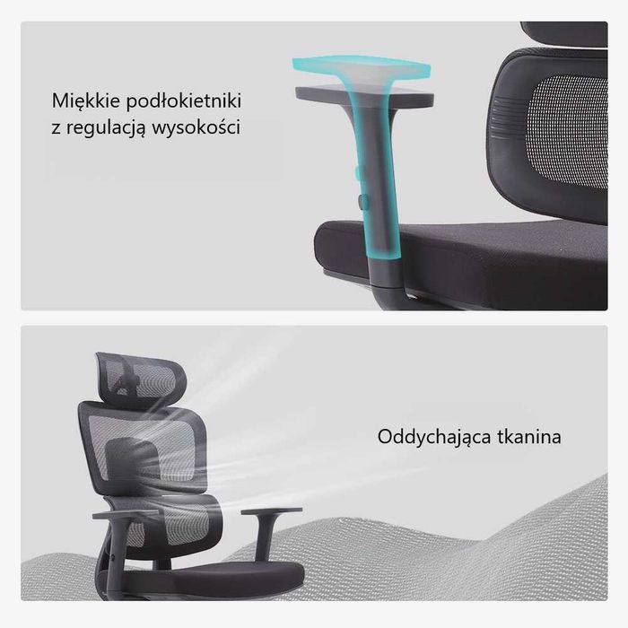 Ergonomiczny fotel obrotowy biurowy SITLAB Active - czarny