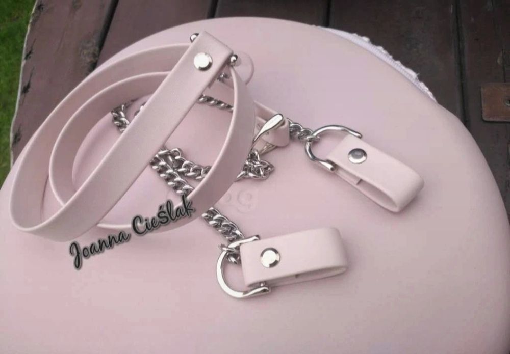 ROSSA SMOKE Nowy eco pasek+srebrny łańcuszek+zaczepy do obag moon l