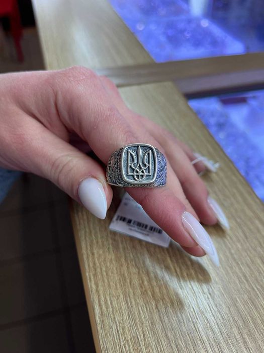 Каблучка печатка Тризуб срібло Мужская кольцо Герб серебро 978604910