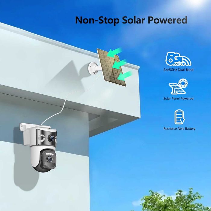 Dupla câmera vigilância WiFi c/painel solar e bateria +garantia 3 anos