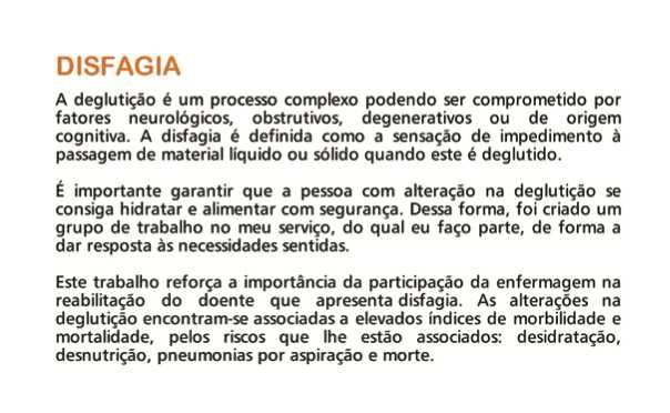 Disfagia: Avaliar, Cuidar e Reeducar