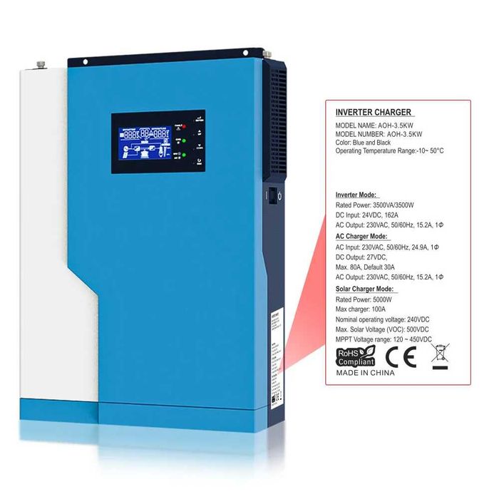 Daxtromn 3500W 24V Off Grid Inverter solare ibrido MPPT 100A 230V5000W