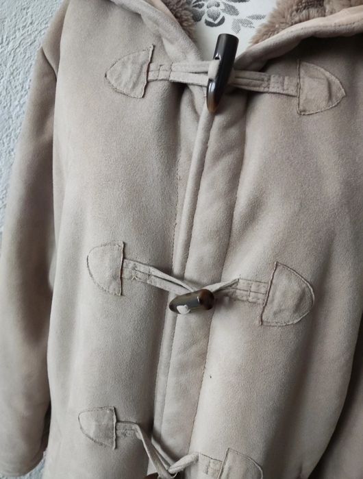 Ciepły wygodny kożuszek damski 42 XL beżowy Authentic