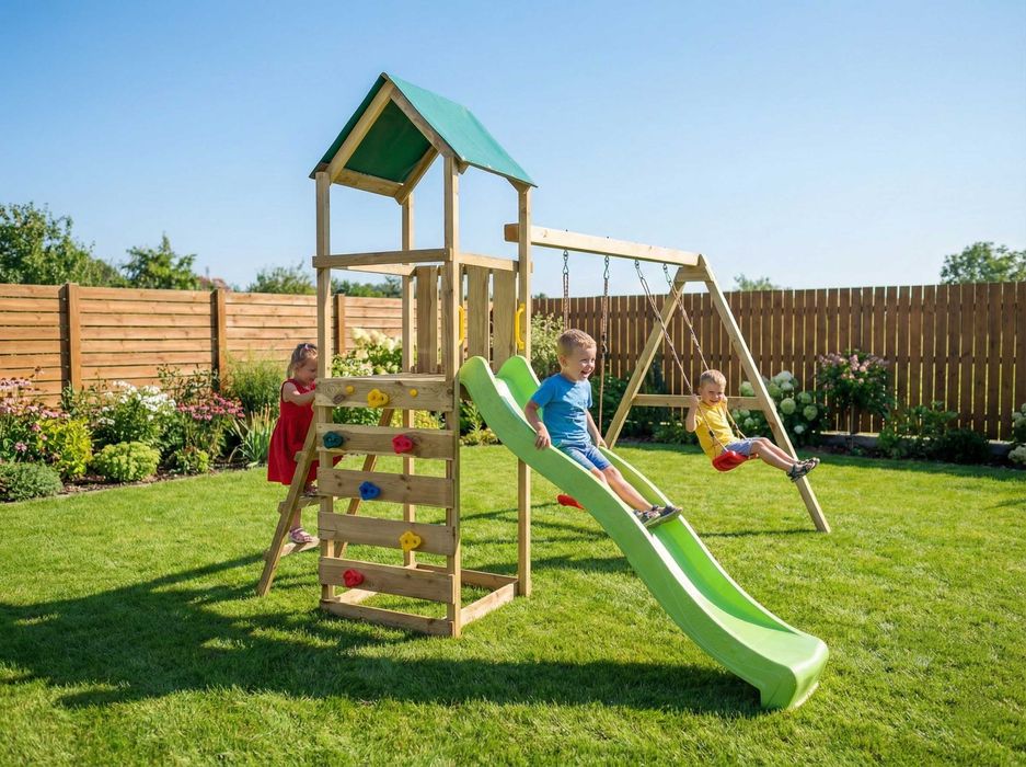 Plac zabaw Max-play 2.1, Huśtawka, Domek, Piaskownica, Darmowa dostawa