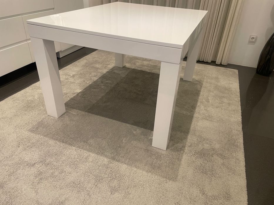 Mesa jantar branco lacado - extensível [Woodspace]