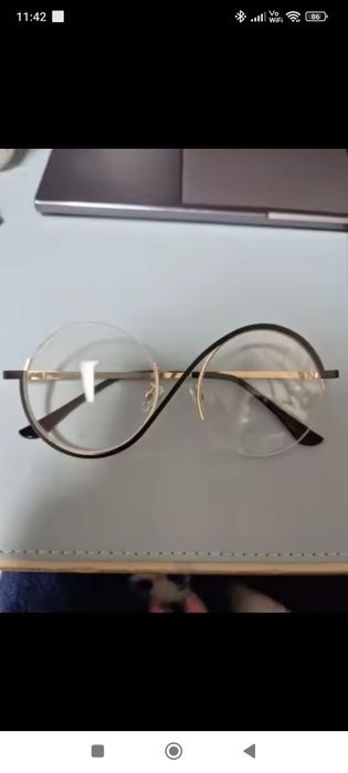 Ramki korekcja Okrągłe lenonki okulary zerówki oprawki gold złote