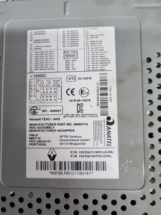 Radio CD Aux Usb 12V Renault Midlum Gama D Euro 6