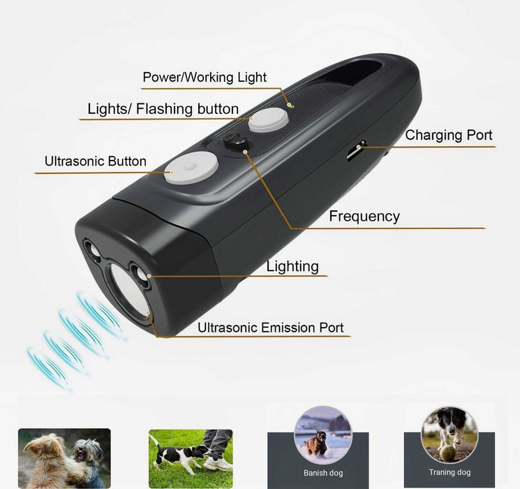 Ultrasonic PU-60 PRO Отпугиватель собак, защита с фонариком відлякувач