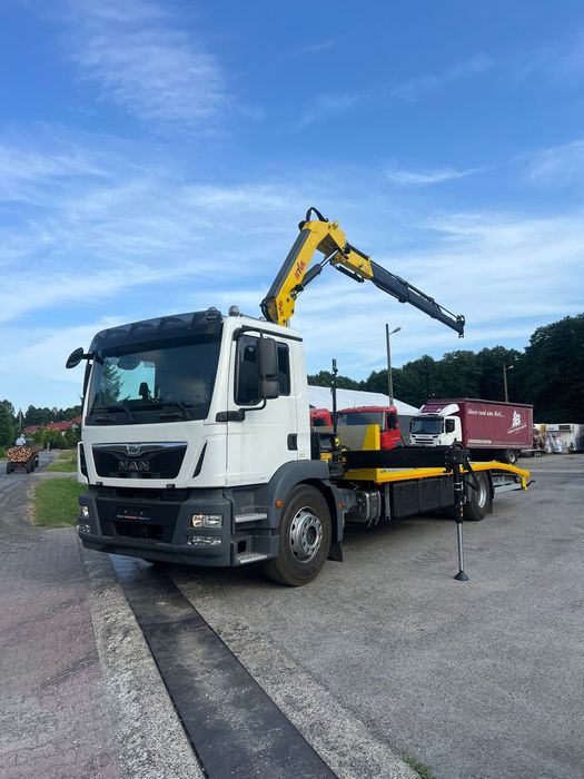MAN TGM 18.290 Specjalny Nowy Najazd + Nowy żuraw HDS HYVA HB90 Radio TGS TGX Atego Axor Antos Volvo Scania  Laweta Pomoc drogowa HDS Fassi HMF Hiab Palfinger Autolaweta