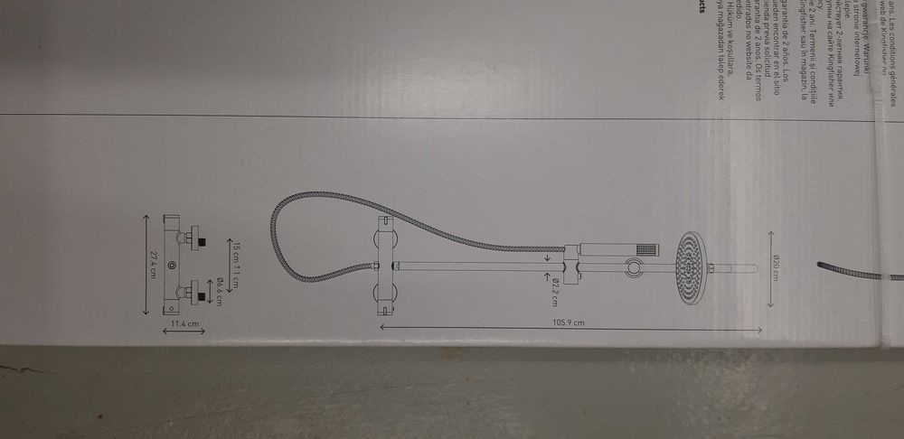 Deszczownica, kolumna prysznicowa z baterią, kolor CZARNY MAT, Stickle