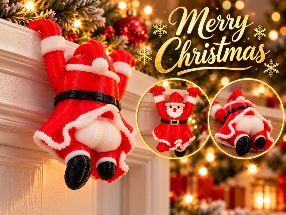 Pai Natal para pendurar na porta com fita