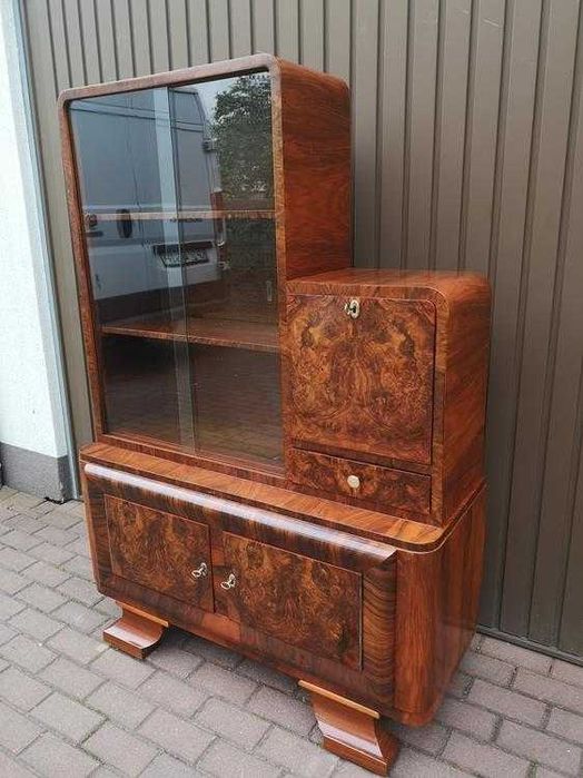 Witryna Barek ART-DECO Unikat Orzech Stara Antyk W Bardzo Dobrym Stanie .