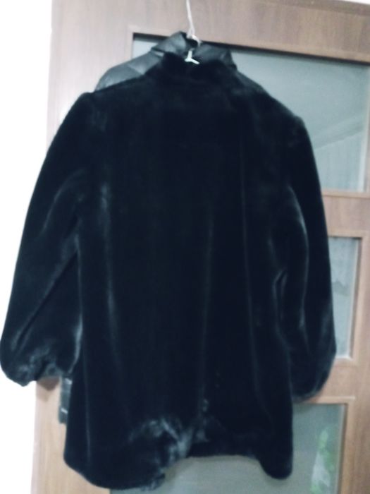 Futro czarne damskie sztuczne XL proste