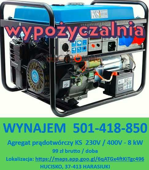 Wynajem - Agregat prądotwórczy KS 10000E 1/3,    230V / 400V - 8 kW