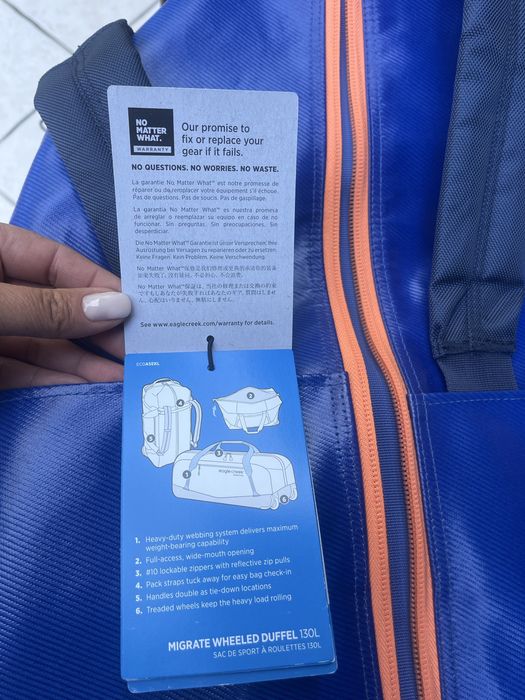 Torba żeglarska -podróżna na kółkach Eagle Creek Migrate Wheel Duffel 130L Mesa Blue