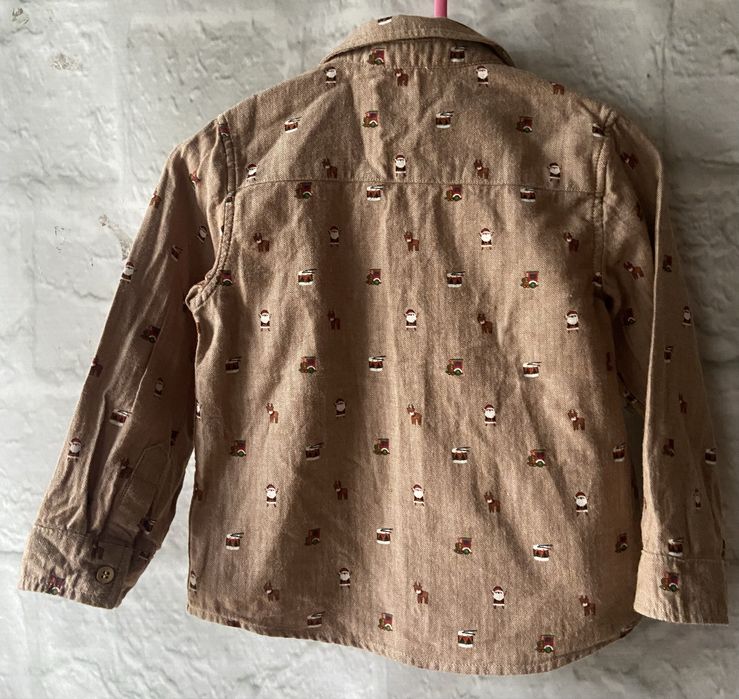 Beżowa koszula świąteczna Next 2-3 lata 98cm