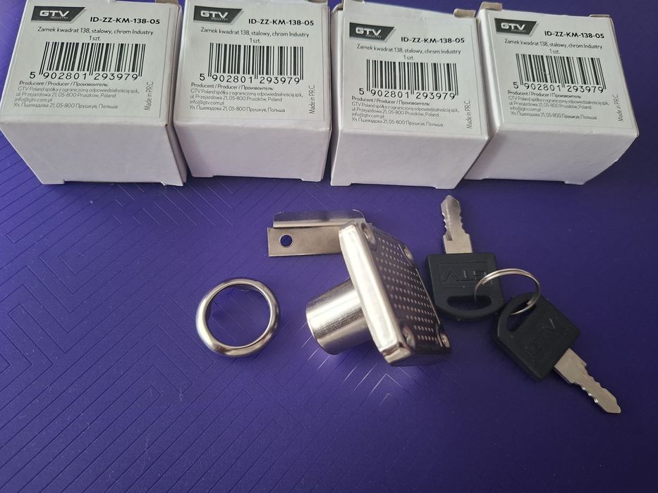 Zamek kwadrat 138, stalowy, chrom industry 1szt