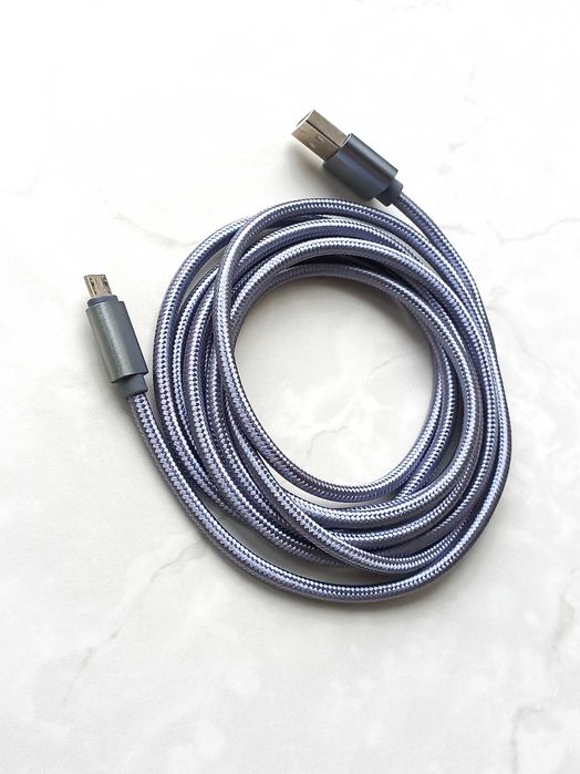 Кабель для зарядки кабель USB сріблястий металік