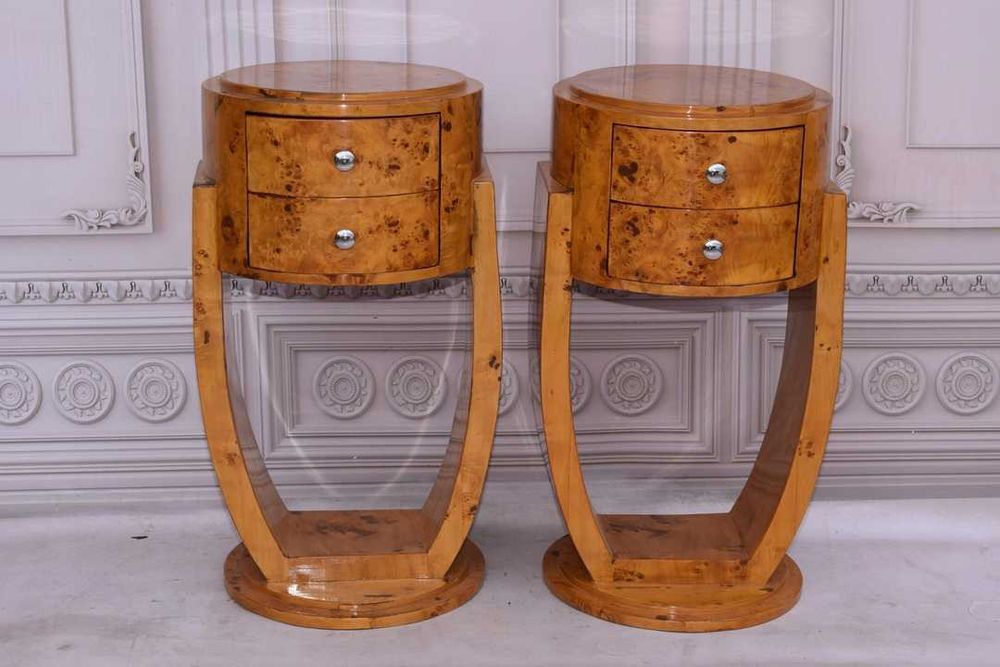 Stoliki Nocne Art Deco - Szafki Szafy Nakastliki Gięte Drewno  Czeczot