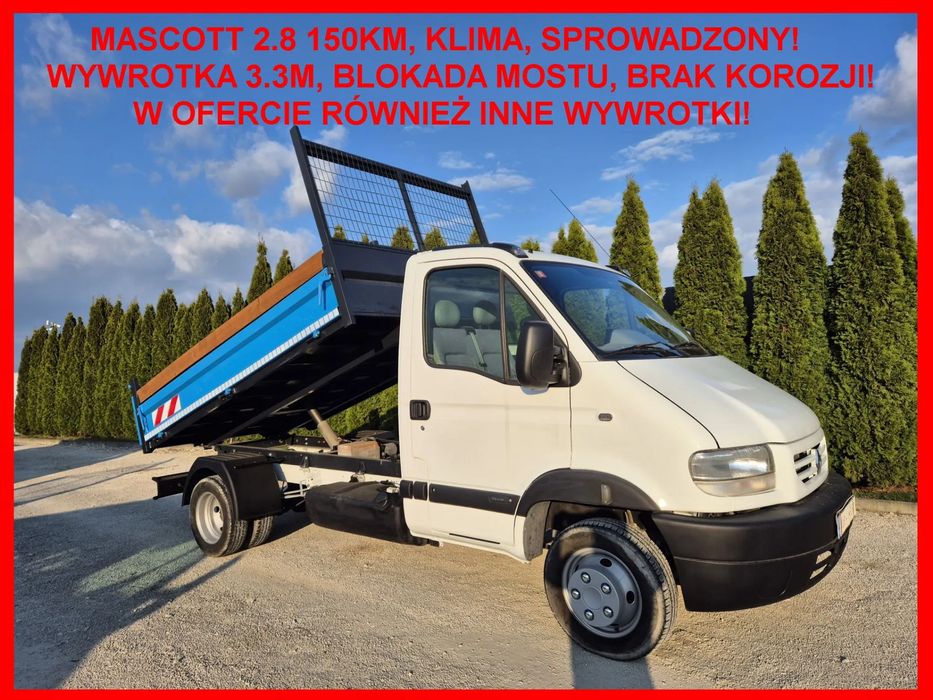 Renault Mascott 2.8 150KM (silnik Iveco)/  Wywrotka/ Kiper 3.3m/ Blokada mostu/ Klima/ Bez korozji/ Sprowadzony!