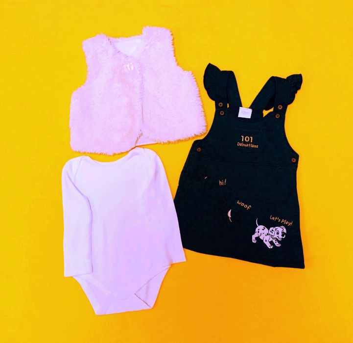 Набор теплой одежды для девочки 9-12 мес. (74-80см).  Цена за набор.