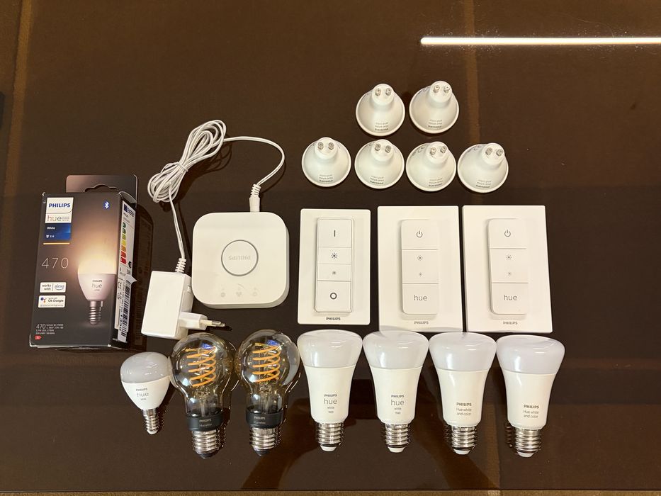 Philips Hue zestaw • mostek • żarówki E27, E14, GU10