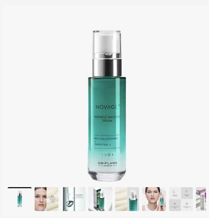 Nowe serum NovAge do twarzy szklana butelka z pompką Oriflame
