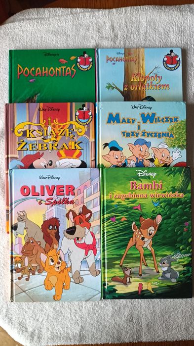 Disney 6x Pocahontas Oliver i Spółka Bambi i zagubiona wiewiórka Mały