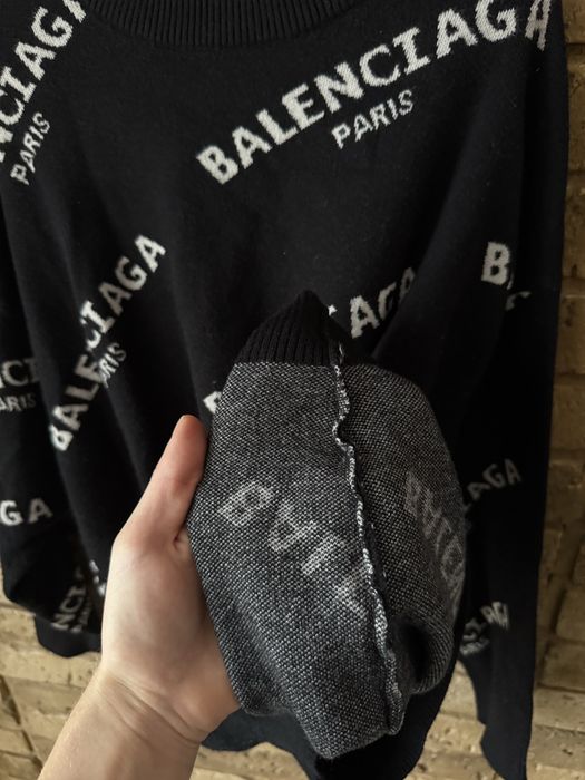 Balenciaga Monogram Czarny Welniany Sweter