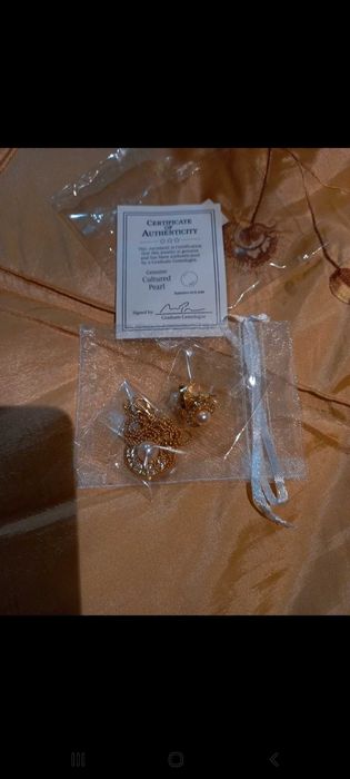 Colar e brincos dourados, com imitação de pérolas - Pearl Set