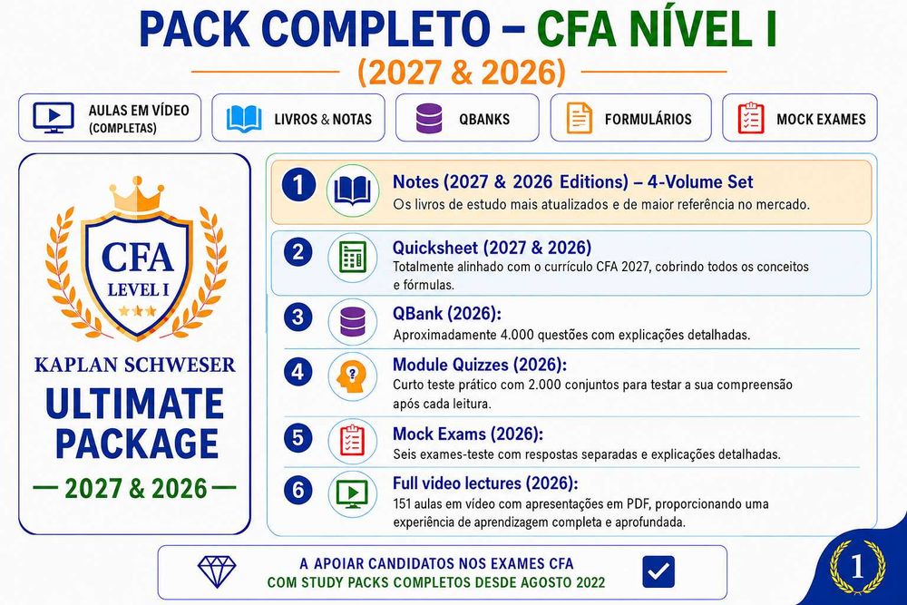 Pack Completo CFA Level I 2027-2026 | Kaplan Schweser 2027 – 4 Volumes & Quicksheet