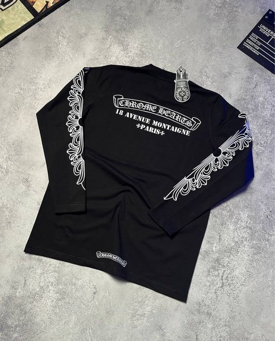 Кофта Chrome Hearts черная // Лонгслив хром хардс