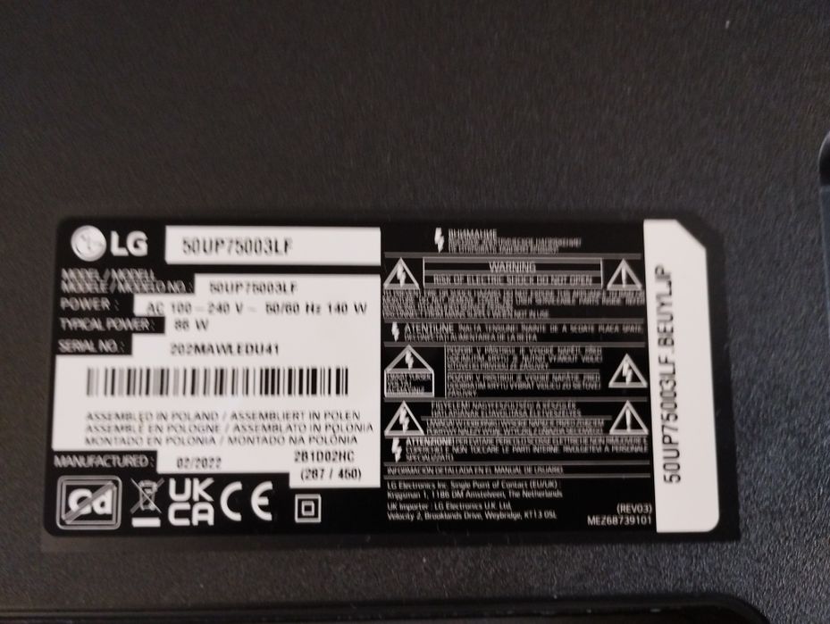 Zasilacz do TV LG 50UP75003LF i innych