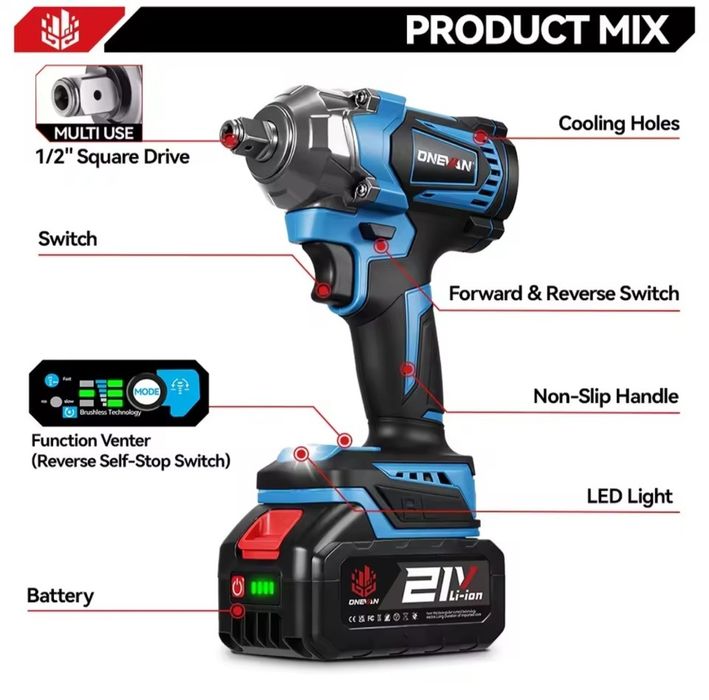 Pneumático Elétrico 2 Baterias 2 em 1