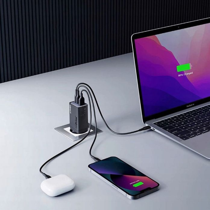 Mocna Ładowarka Sieciowa ANKER GaNPrime 737 120W USB-C/USB-A Kabel USB-C