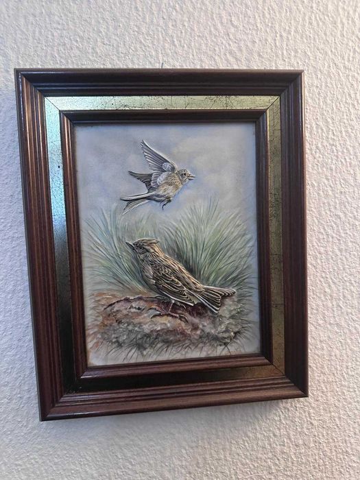 Conjunto de quadros com relevo em porcelana