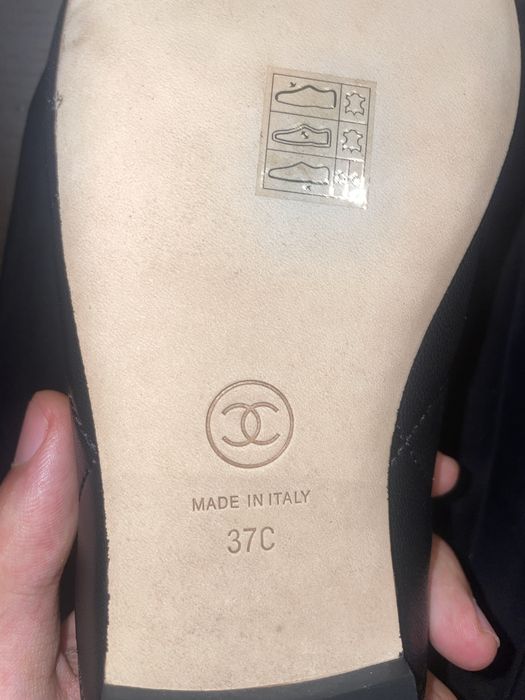Chanel Sabrinas Ballet Flats em Pele Preto e Branco