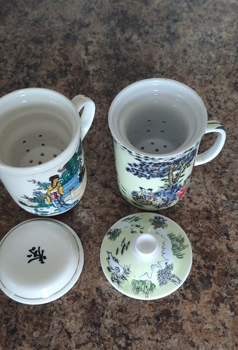 Чашка-заварник із ситечком та кришкою Китайські мотиви