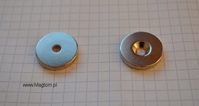 Magnesy pod wkręt magnes neodymowy z otworem MP 25 x 7,5/4,5 x 5