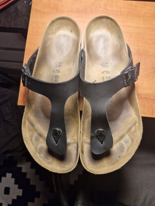Birkenstock Gizeh Leather Black 44 - skóra naturalna, stan bardzo dobr